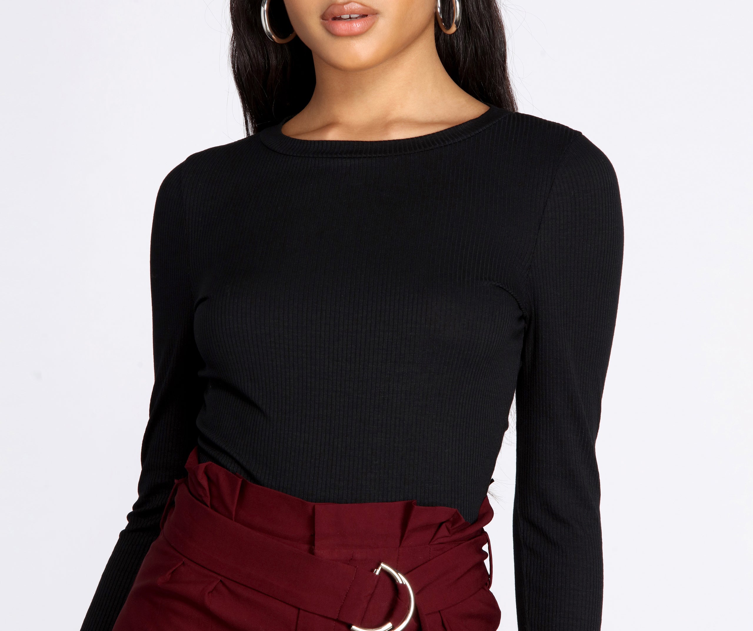 Basic Crew Neck Ribbed Top