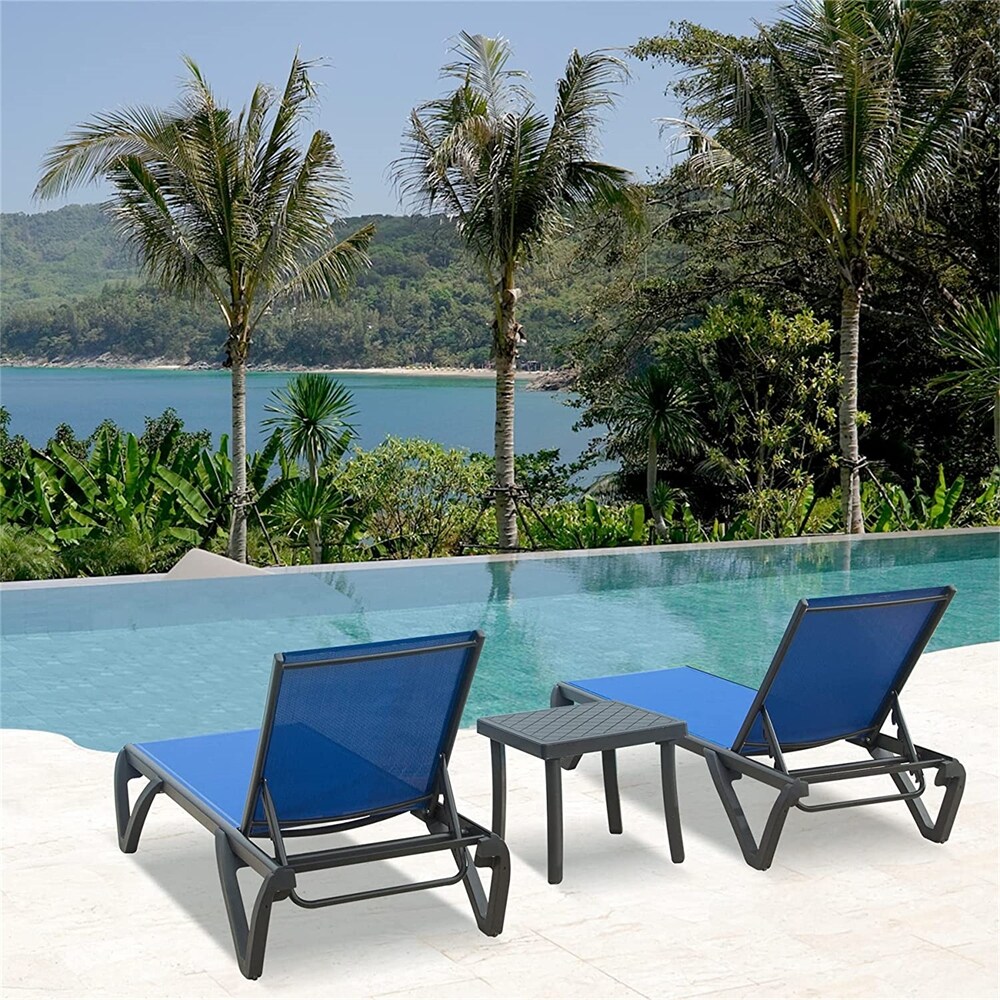 Outdoor Aluminum Sunbathing Chair w/ 5 Adjustable Position (Set of 3)