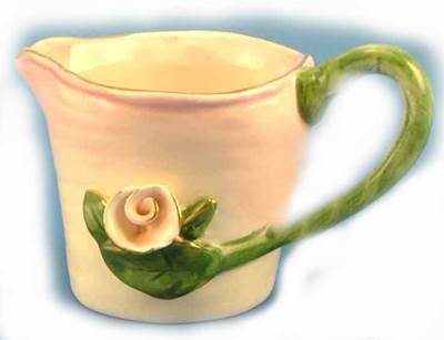 Pink Rose Creamer - Clayworks Blue Sky 2006