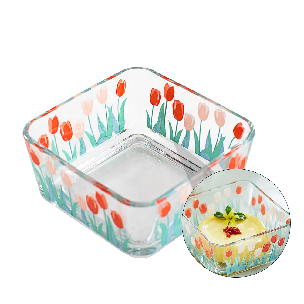 4pcs Glass Bowl Kitchen Supplies Dessert Bowl Transparent Bowl Food Container