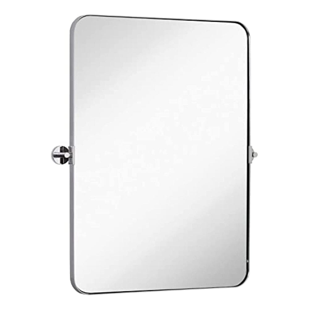 Polished Silver Metal Surrounded Round Pivot Mirror 22