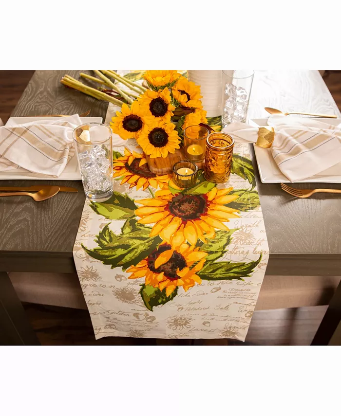 Design Imports Rustic Sunflowers Printed Table Runner 14 X 72