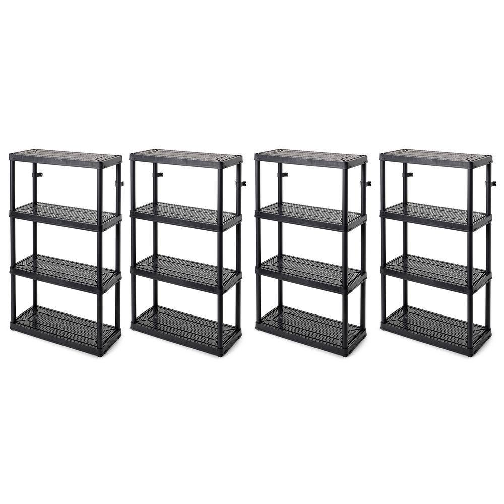 GRACIOUS LIVING Black 4-Tier Fixed Height Ventilated Shelving Unit (4-Pack) (32 in. W x 54.5 in. H x 14 in. D) 4 x GL91021MAXIT-1C-36