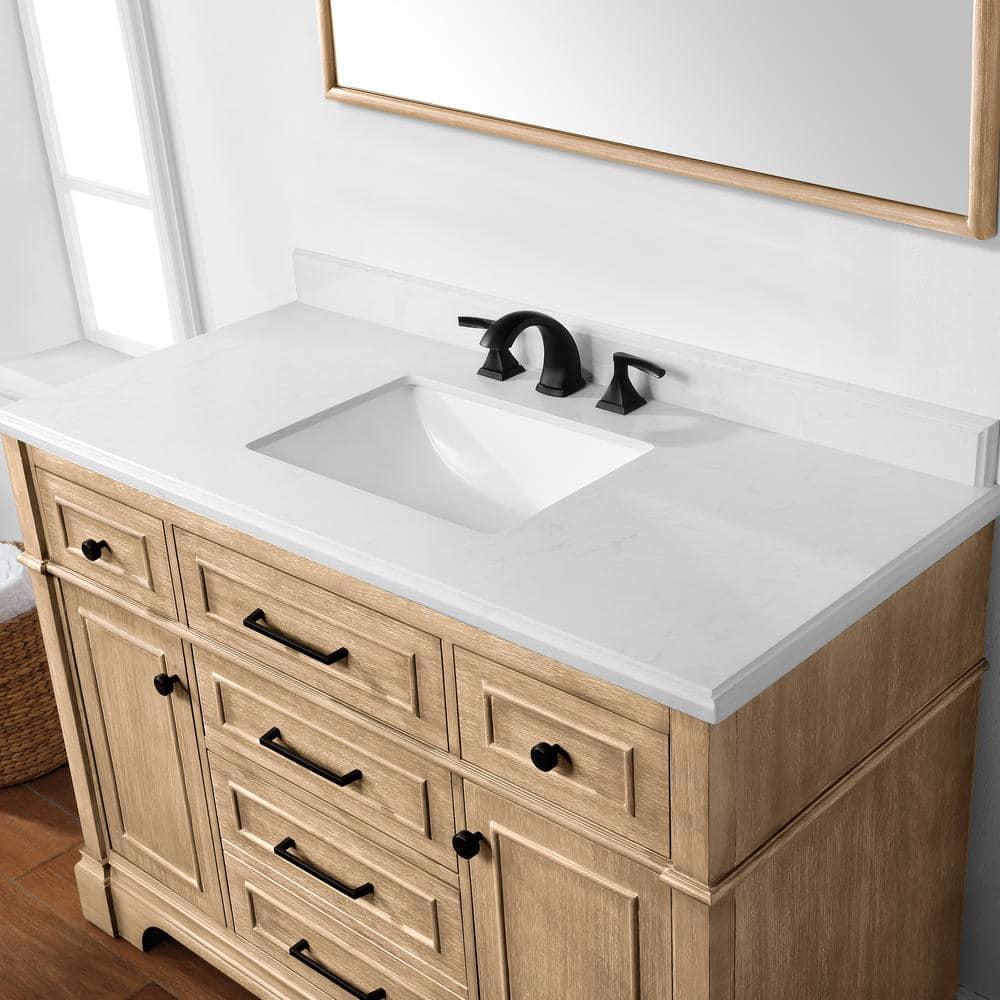 Home Decorators Collection Melpark 48 in W x 22 in D x 345 in H Bath Vanity in Antique Oak with White Cultured Marble Top