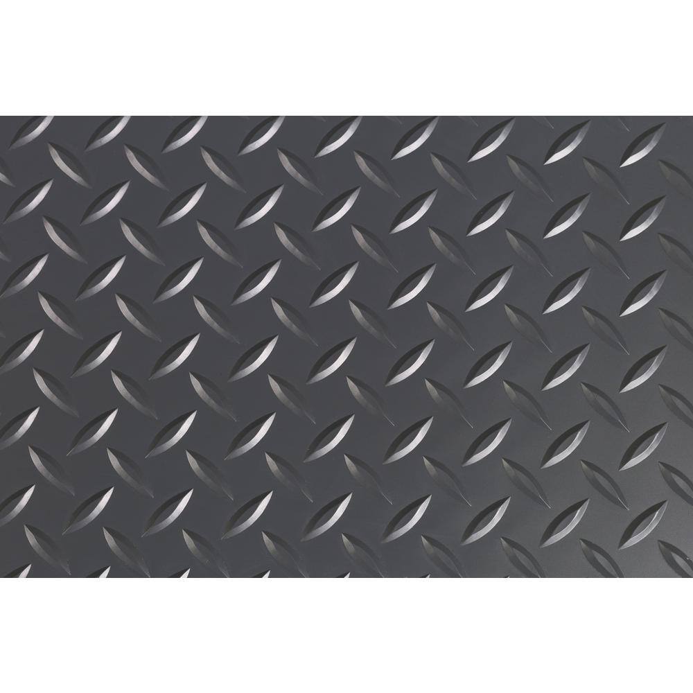 HDX 7.5 ft. W x 14 ft. L Midnight Black Diamond Plate Commercial Vinyl PVC Garage Flooring HX45DT714MBRET