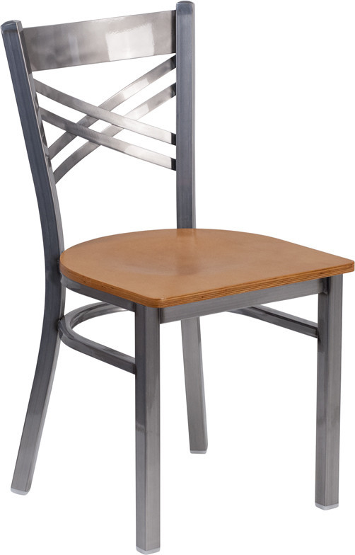 HERCULES Clear Coated   x27 x27X  x27 x27Back Metal Restaurant Chair  Natural Wood Seat   Contemporary   Dining Chairs   by Pot Racks Plus  Houzz