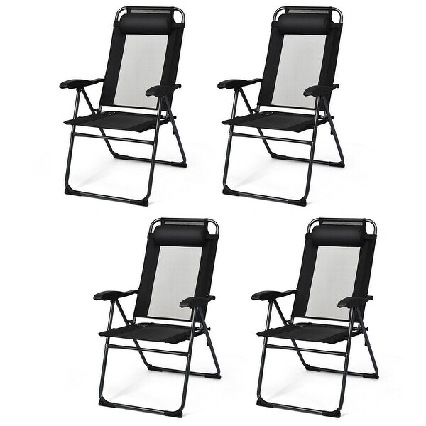 4 Pcs Patio Garden Adjustable Reclining Folding Chairs with Headrest - 28