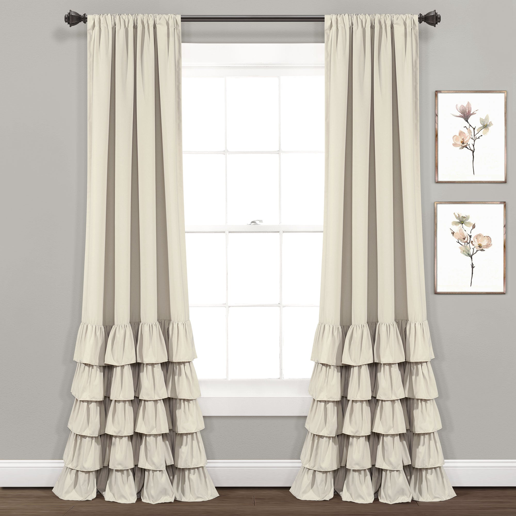 Allison Ruffle Window Curtain Panel Set