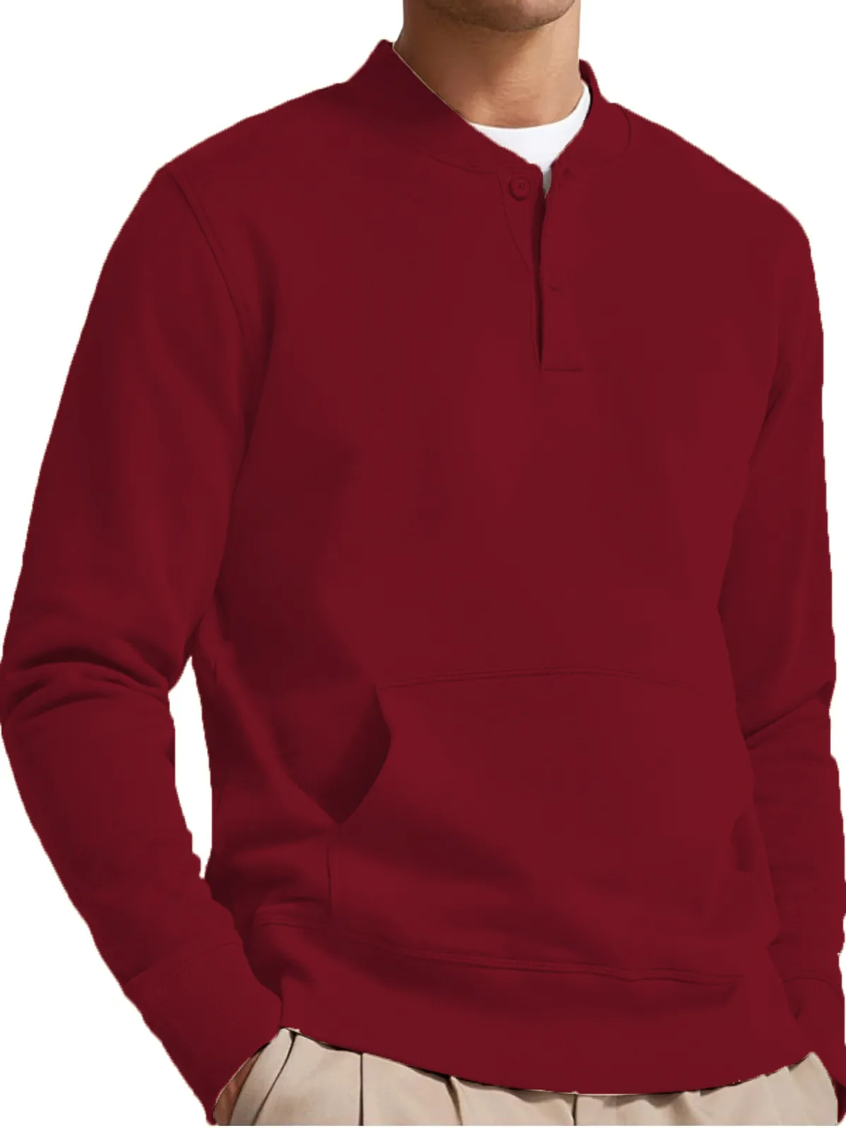 Men's Henley Casual Long Sleeve Stylish Button Pocket Pullover Sweatshirt