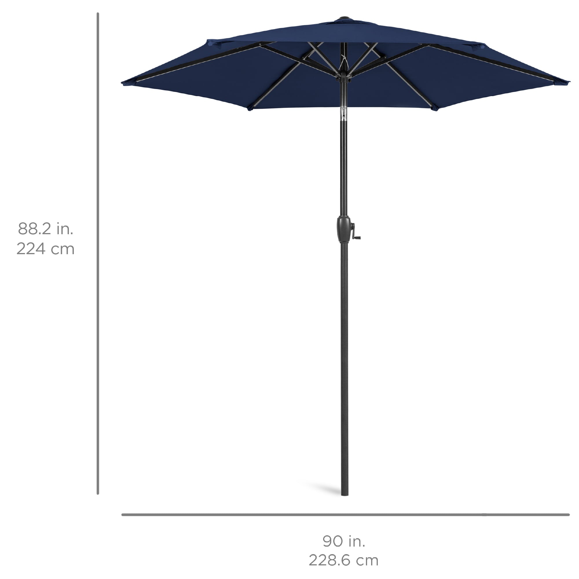 Best Choice Products 7.5ft Heavy-Duty Outdoor Market Patio Umbrella w/ Push Button Tilt, Easy Crank Lift, Navy Blue