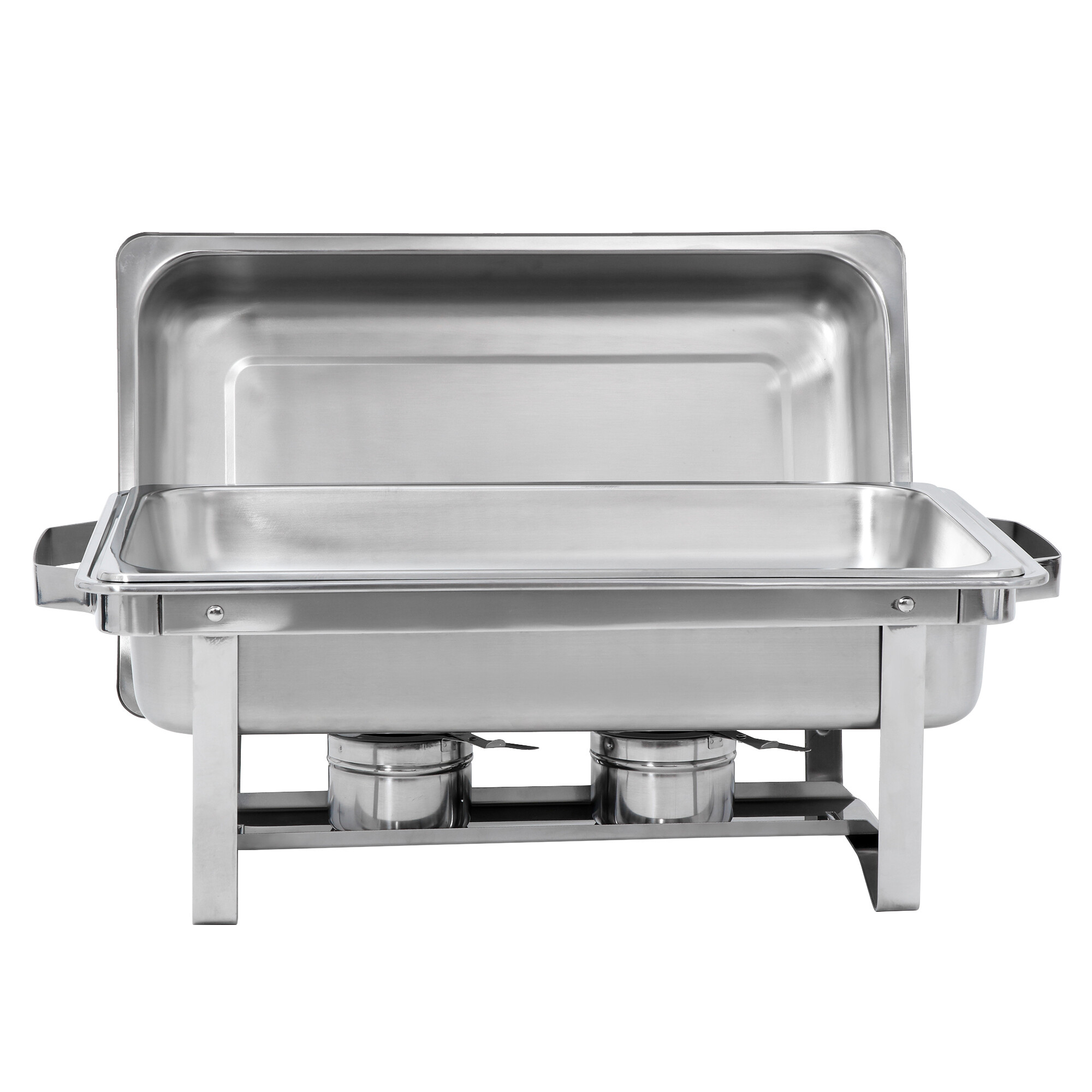 SuperDeal 8 Quart Stainless Steel Chafing Dish Silver Rectangle Foldable for Buffet Catering， 4pcs