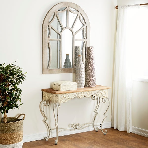 White Iron Farmhouse Console Table 32 x 42 x 16