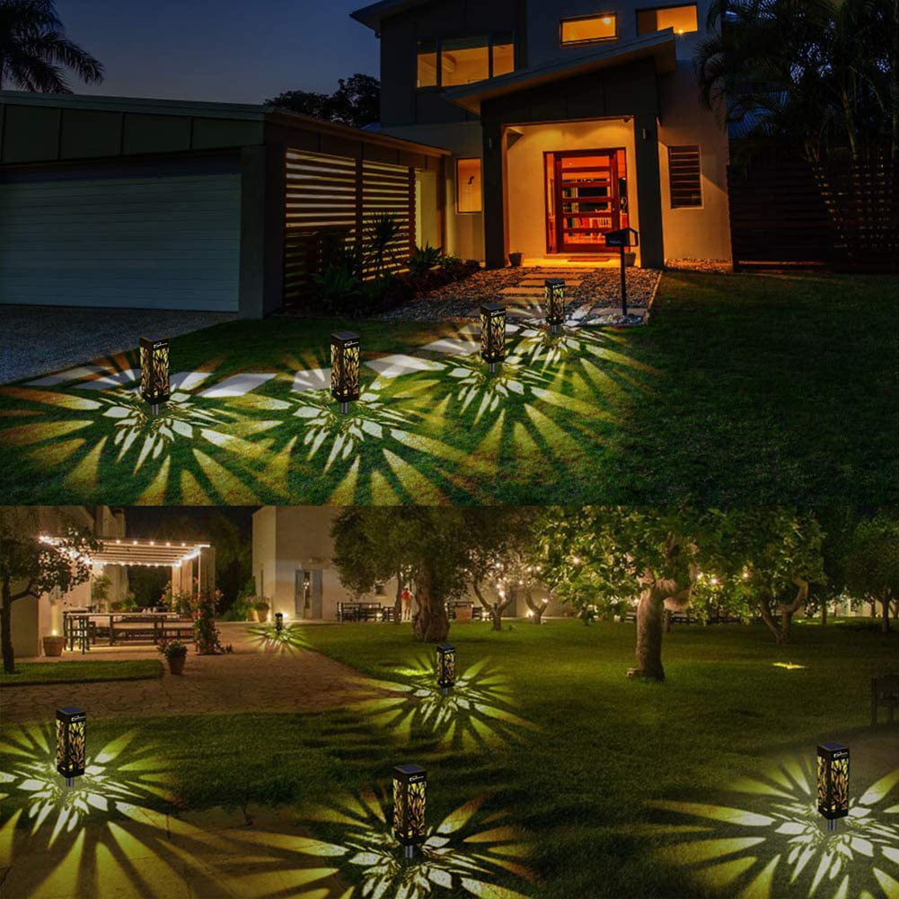 Topchances Upgraded Solar Lights, Outdoor with Solar Panel & Longer Working Time Pathway Lights IP65 Waterproof Garden Lights Auto ON/Off for Patio Decor (4PCS/6PCS/10PCS)