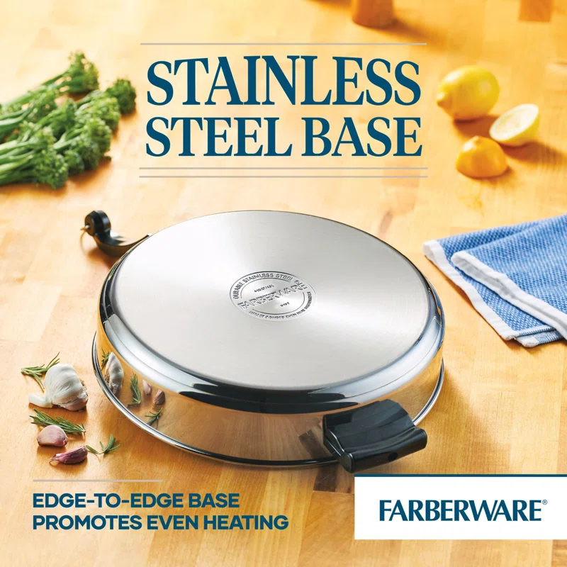 Farberware 50012 Classic Series 4.5 qt. Stainless Steel Nonstick Saute Pan with Lid