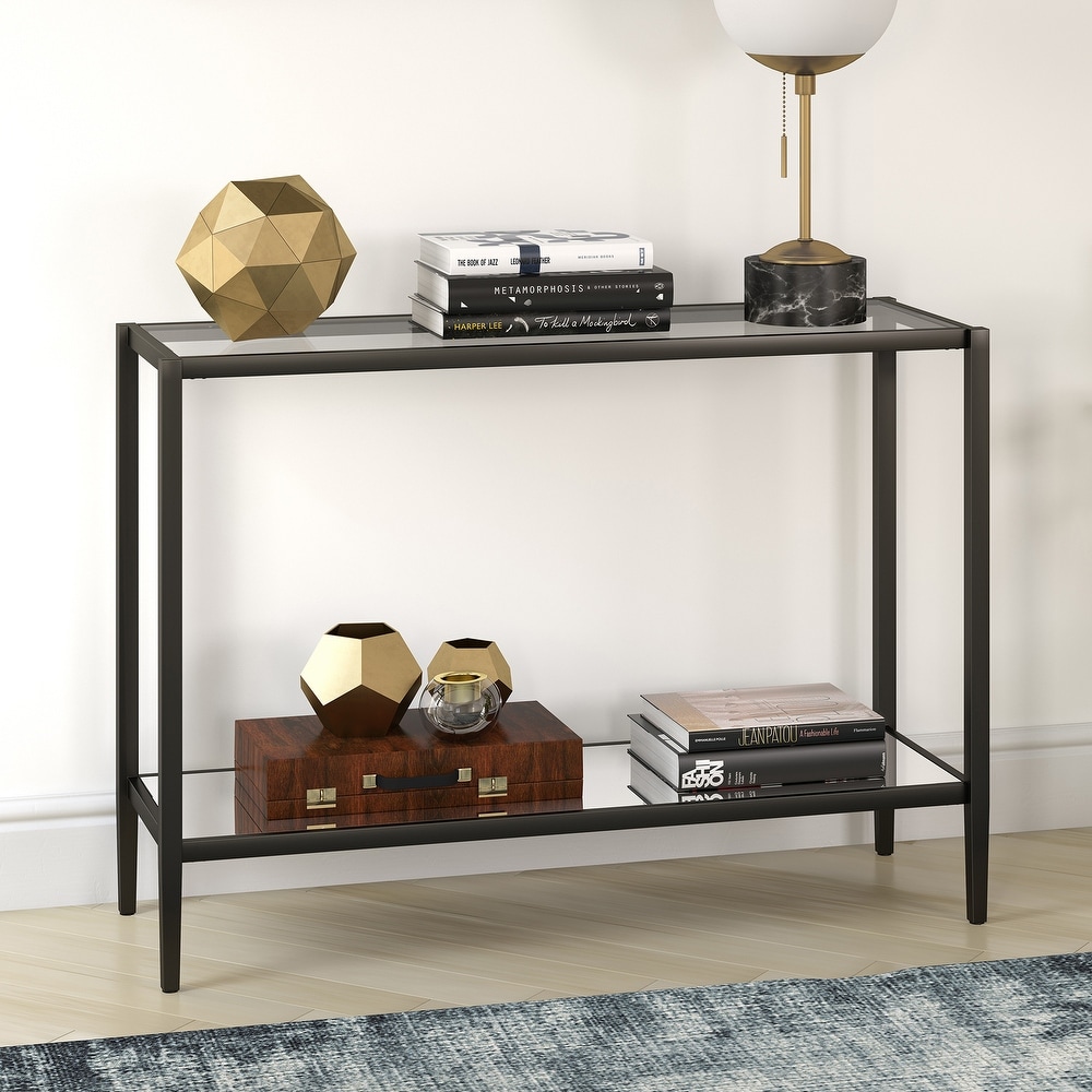 Hera Rectangular Console Table with Mirror Shelf