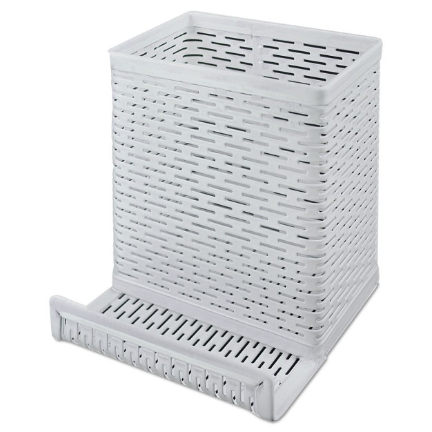 Artistic Urban Collection Punched Metal Pencil Cup cell Phone Stand 3 1 2 X 3 1 2 White Art20014wh