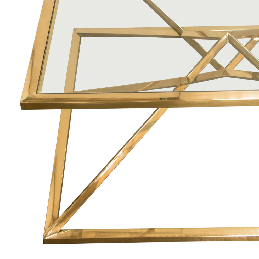 Aria Square Cocktail Table With Metal Base  Gold   Contemporary   Coffee Tables   by clickhere2shop  Houzz