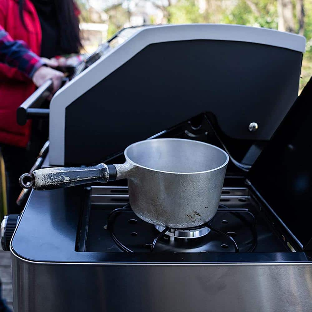 Monument Grills 4-Burner Propane Gas Grill in Black with ClearView Lid, LED Controls, Side Burner and USB Light 24633