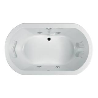 JACUZZI ANZA 66 in. x 36 in. Acrylic Oval Drop-in Center Drain Whirlpool Bathtub Chroma in White ANZ6636WCR4CHW