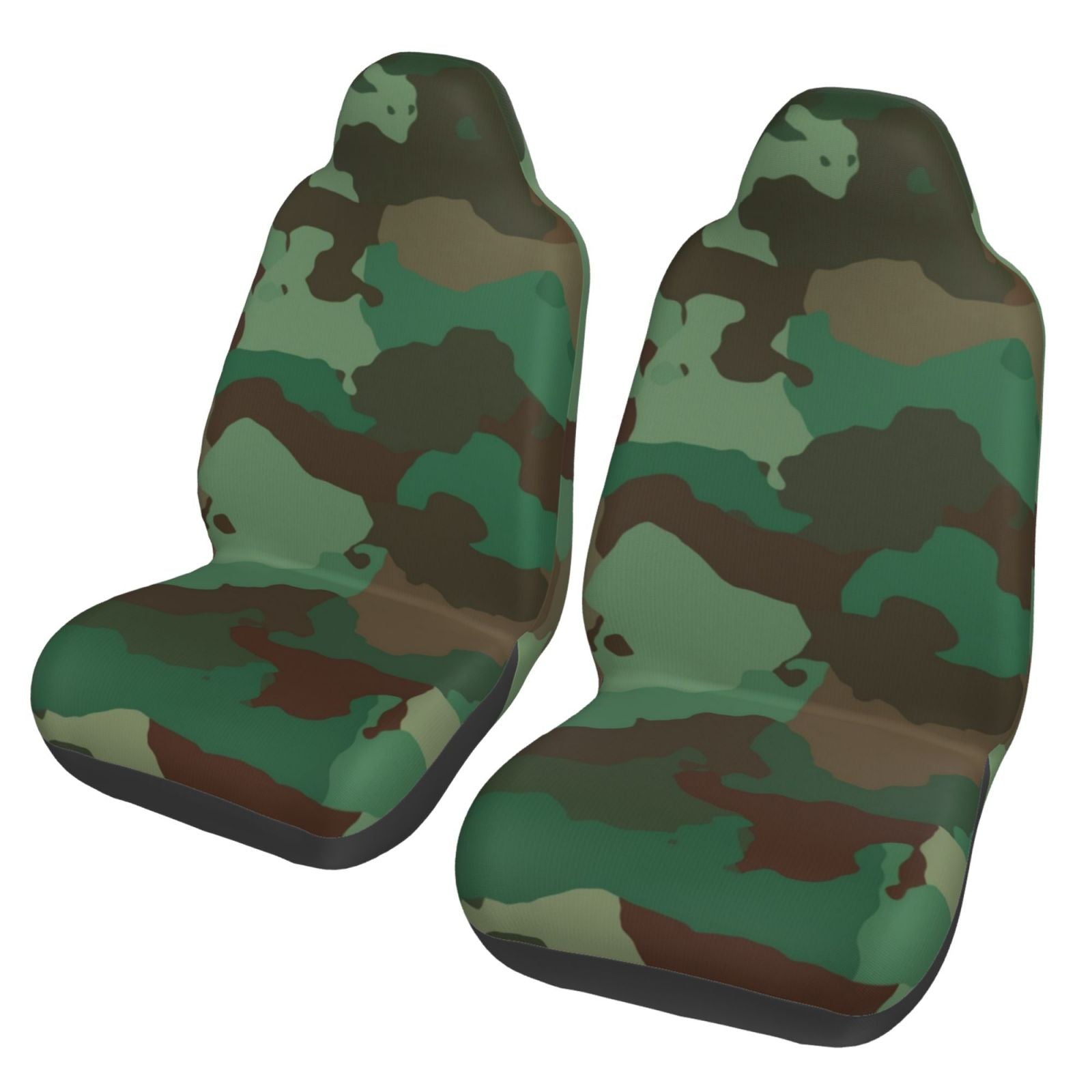 LNWH Car Seat Covers， Green Camouflage Pattern Car Interior Seat Covers - Universal Fit Most Cars， SUV， Trucks， 2pcs Car Seat Protectors