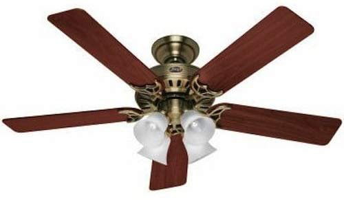 Hunter 20182 52 Inch Studio Series Ceiling Fan Antique Brass with Walnut/Medium Oak Blades