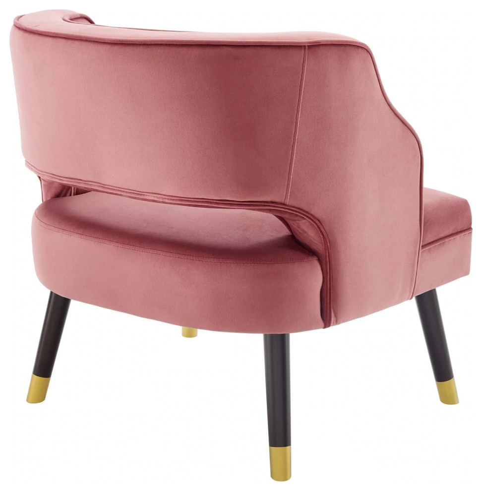 Finn Dusty Rose Button Tufted Open Back Performance Velvet Armchair   Midcentury   Armchairs And Accent Chairs   by Peachtree Fine Furniture  Houzz