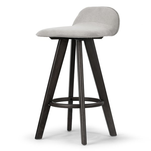 Set of 2 Asta Black Rubberwood Barstool with Low Back Fabric Seat