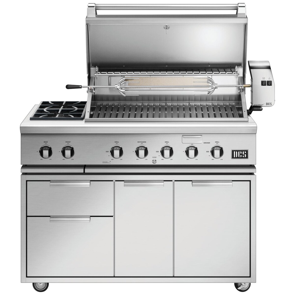 DCS Series 7 48-Inch Natural Gas Grill With Double Side Burner and Rotisserie On DCS CAD Cart