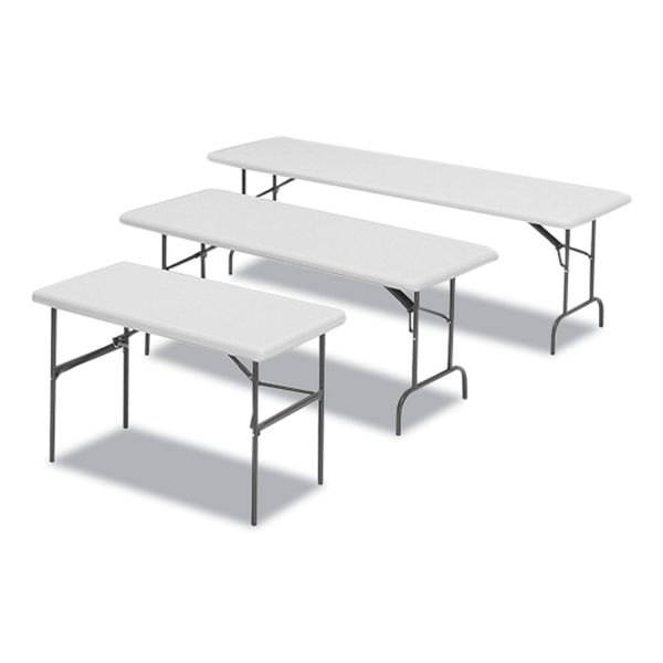 Iceberg IndestrucTables Too 600 Series Folding Table， Rectangular Top， 600 lb Capacity， 96w x 30d x 29h， Platinum