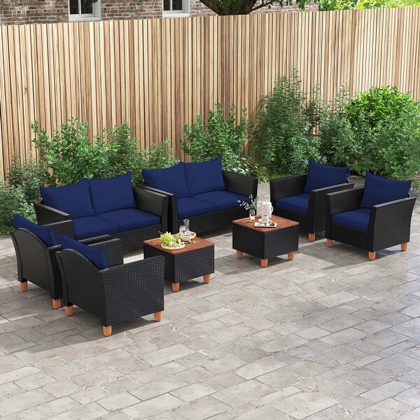 Costway 4 PCS Wicker Patio Furniture Set with Removable Cushions