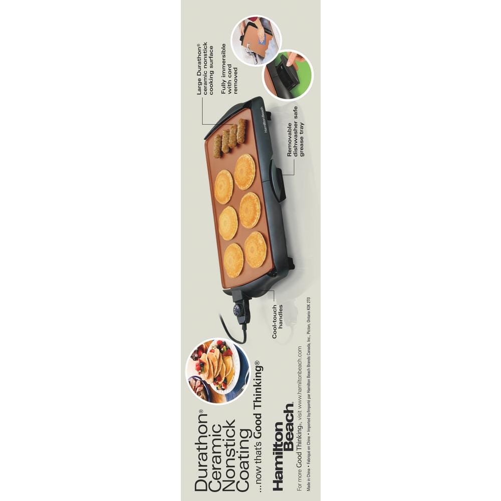 Hamilton Beach 200 sq in. Black Durathon Ceramic Griddle 38518R