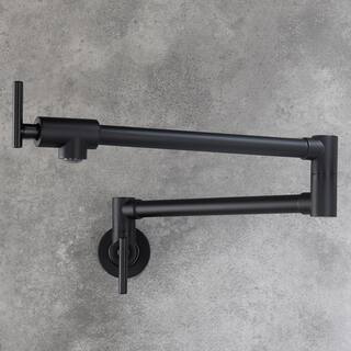 Zalerock Modern Wall Mount Pot Filler in Matte Black H01LTZD033