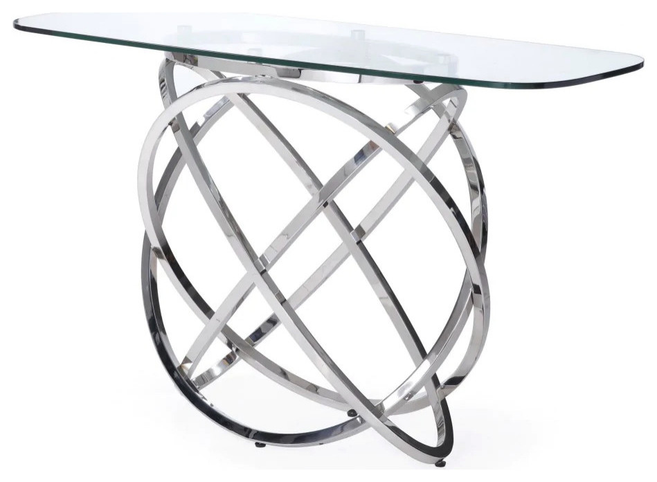 Luna Modern Glass  ampStainless Steel Console Table   Contemporary   Console Tables   by V.S.D Furniture  Houzz