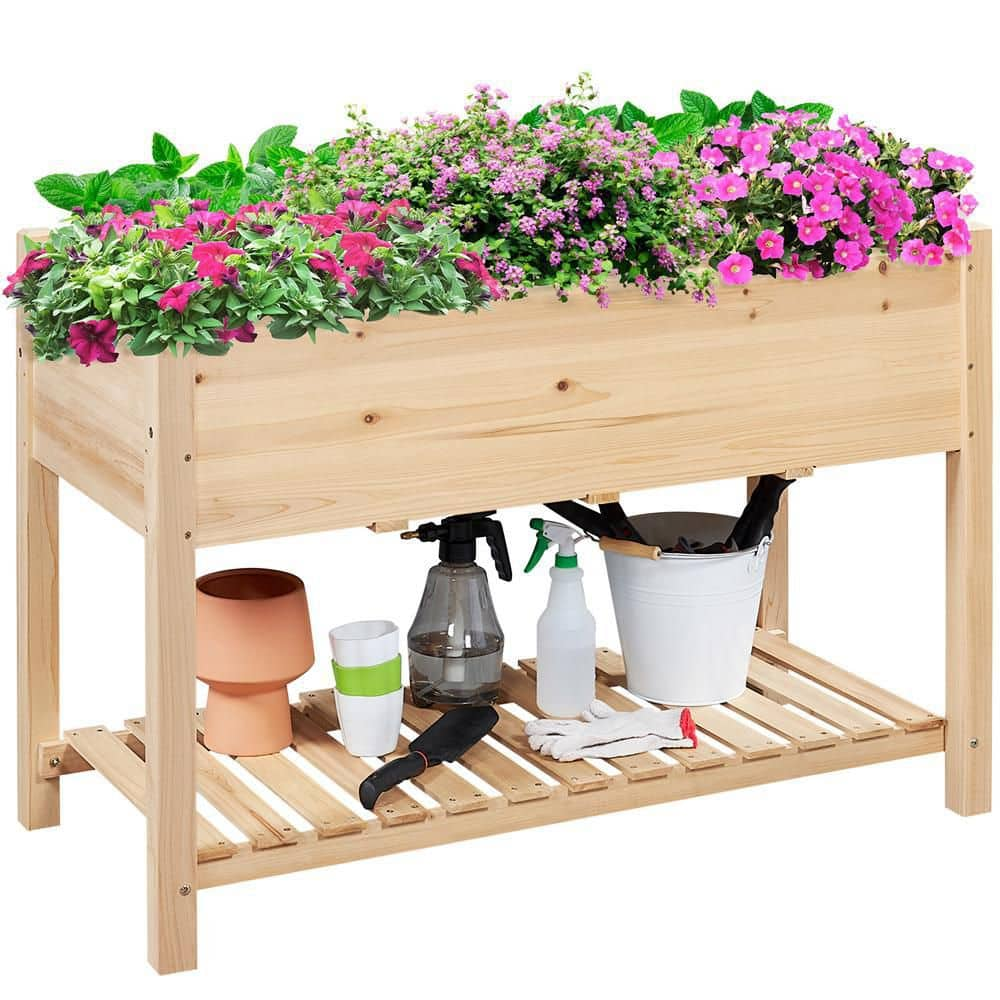 Yaheetech 47 in. L x 22.5 in. W x 31.5 in. H Fir Wood Elevated Raised Garden Bed for Vegetables， Flowers and Herbs DYg7om0001