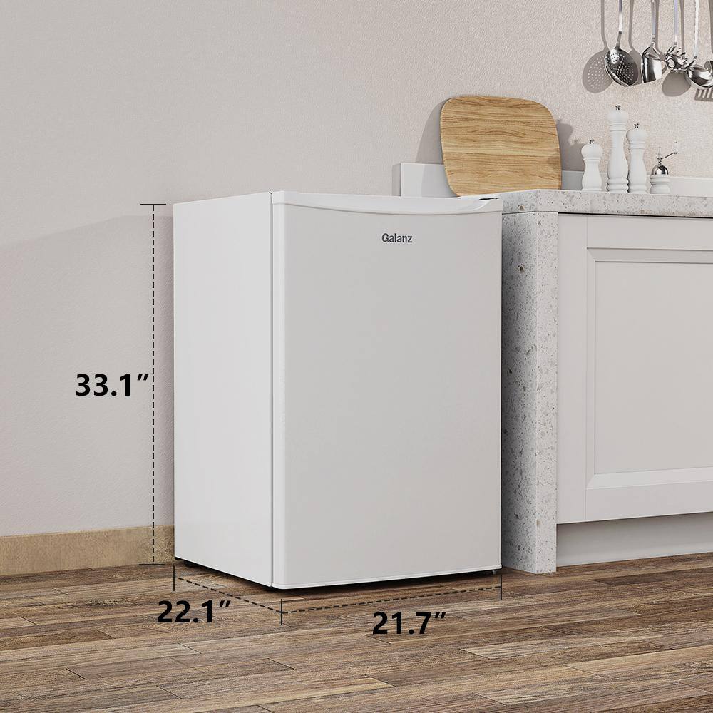 Galanz 3.1 cu. ft. Manual Defrost Residential Mini Compact Upright Freezer in White ENERGY STAR GLF31UWED