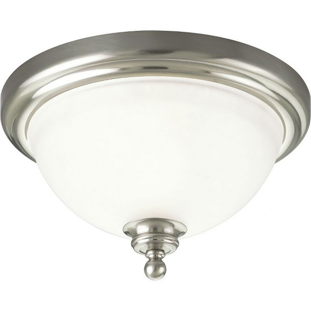 Progress Lighting Madison 1 light Flush Mount Brushed Nickel Etched Glass Shade