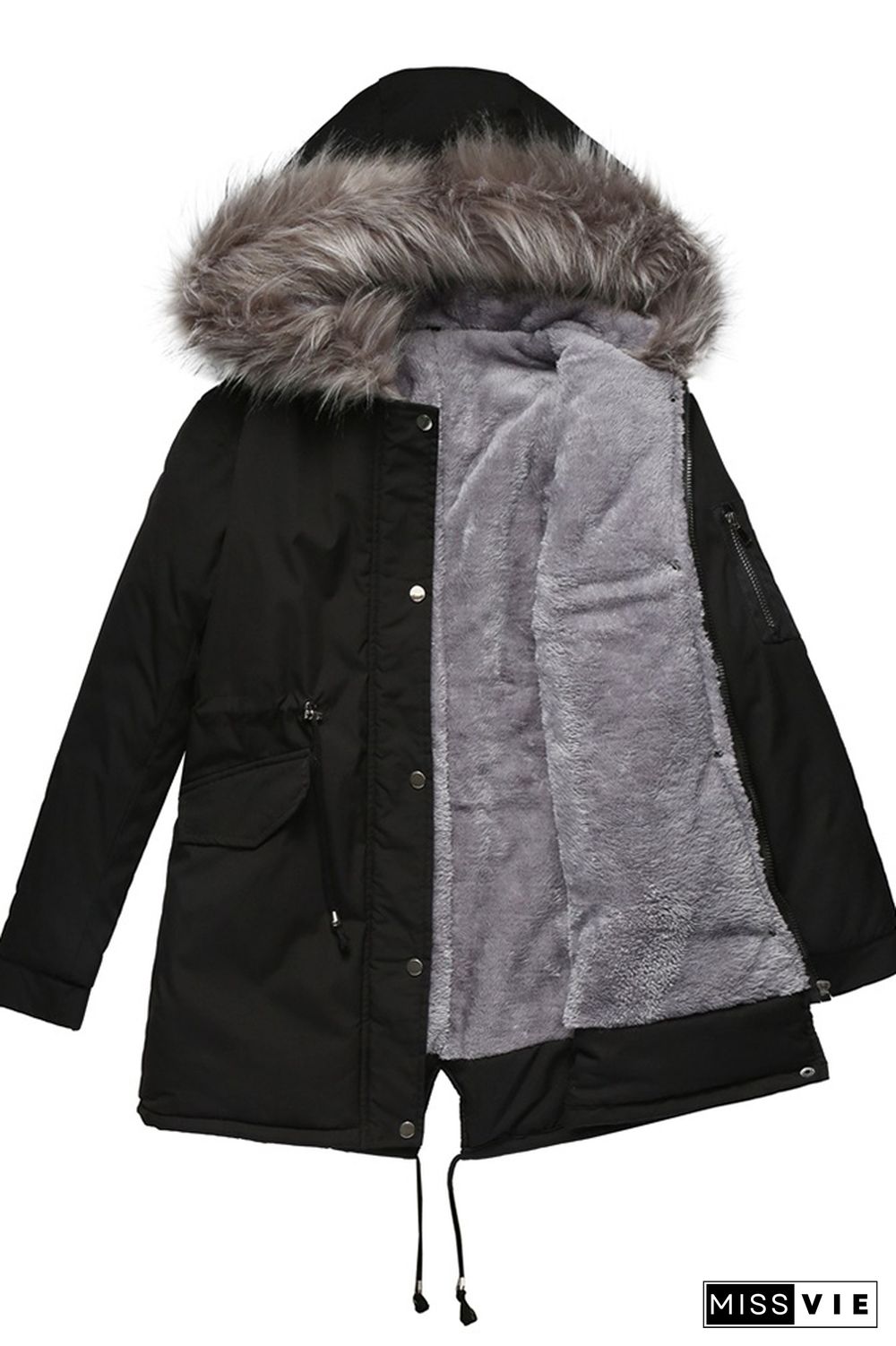 Winter Padded Cotton Jacket Fur Collar Zipper Hooded Coat Wholesale