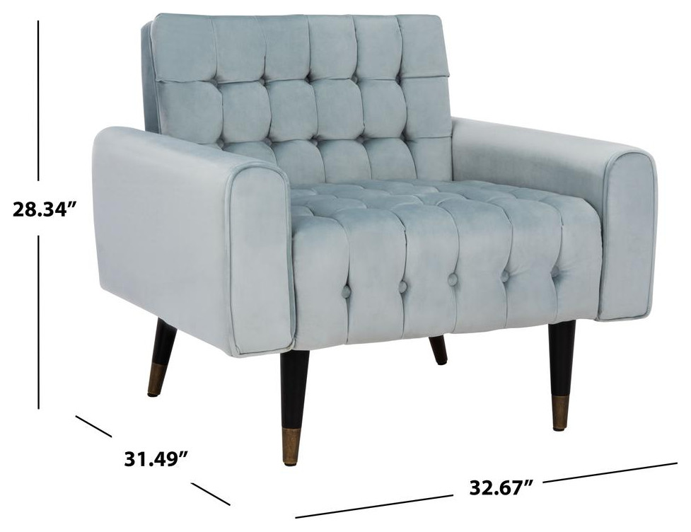 Amaris Tufted Accent Chair  Slate Blue/Black/Brass   Midcentury   Armchairs And Accent Chairs   by BisonOffice  Houzz