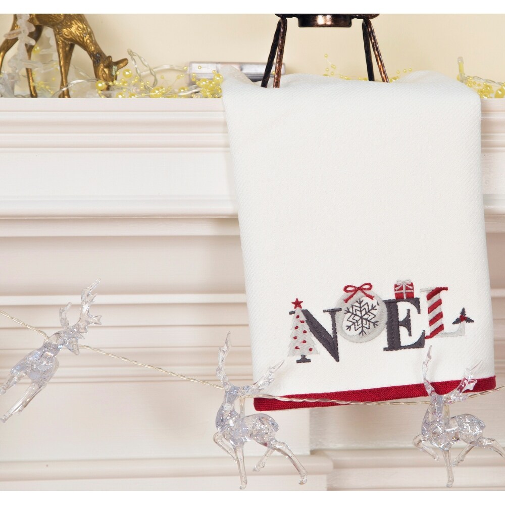 Noel Embroidered Christmas Tea Towel  17 by 27 Inch