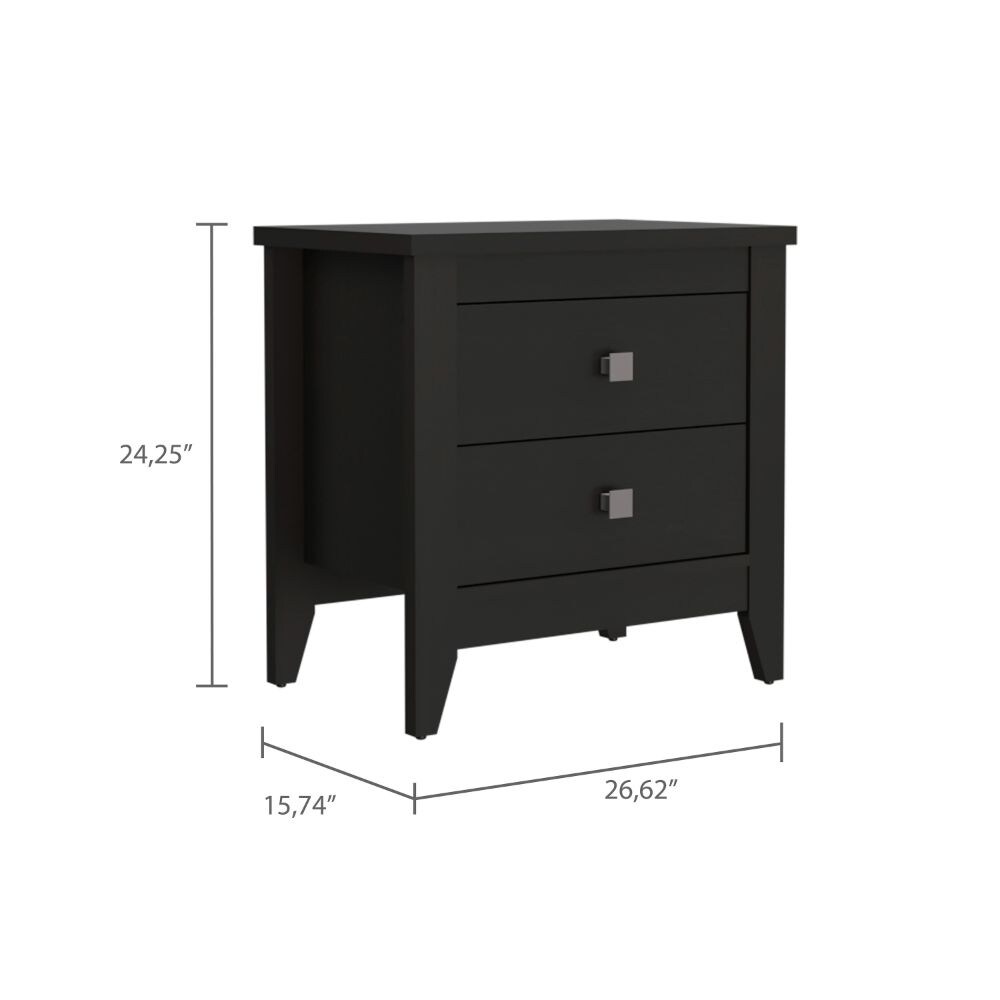 Classic Nightstand 2 Floors Large Capacity Drawers Metal Handle Open Bookshelf Simple Coffee Table Kitchen Balcony Plant Shelf