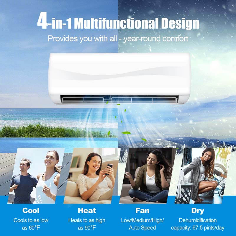 Canada Only - 18000BTU 208-230V Mini Split Inverter Air Conditioner & Heater