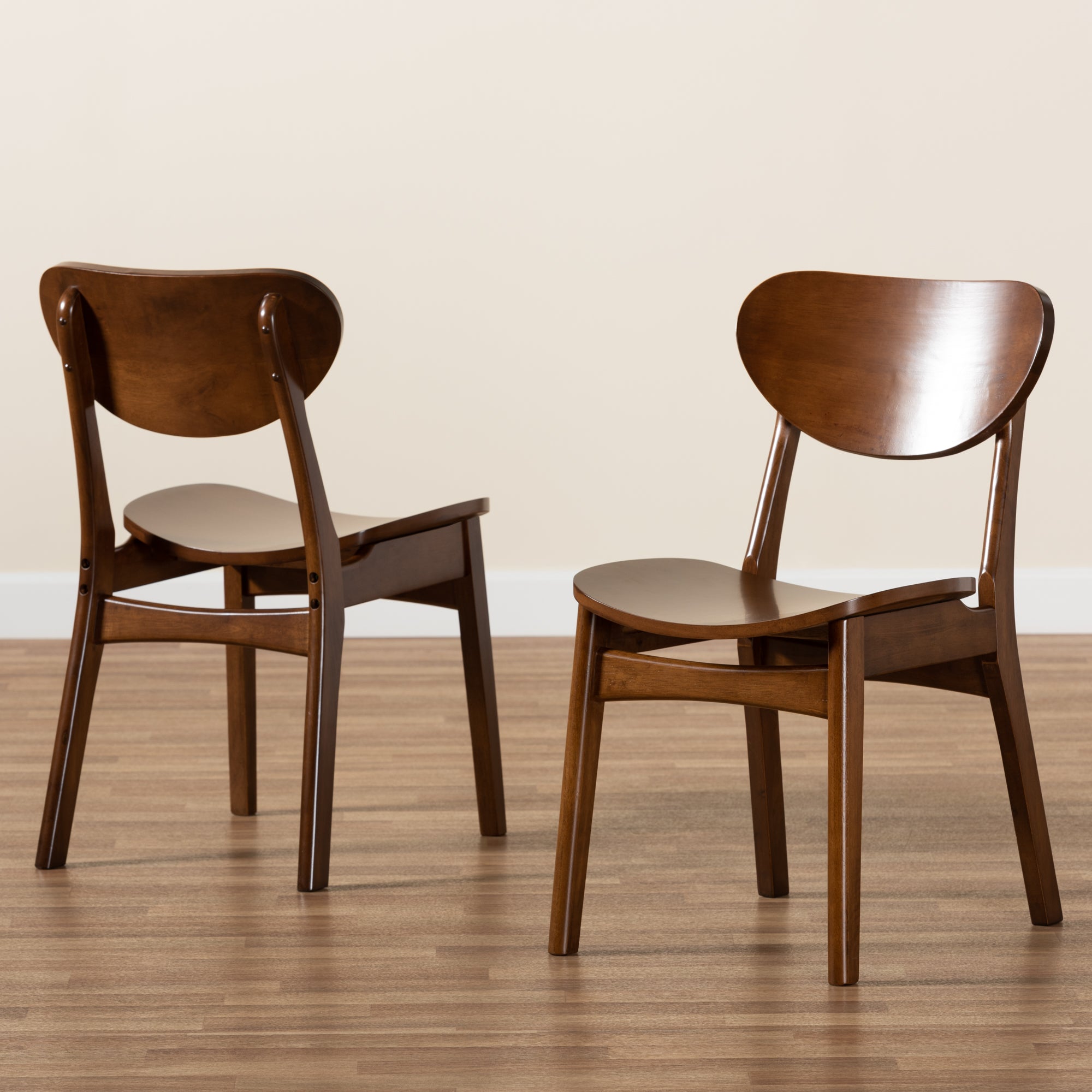 Baxton Studio Katya Dining Chair， Set of 2， Walnut Brown