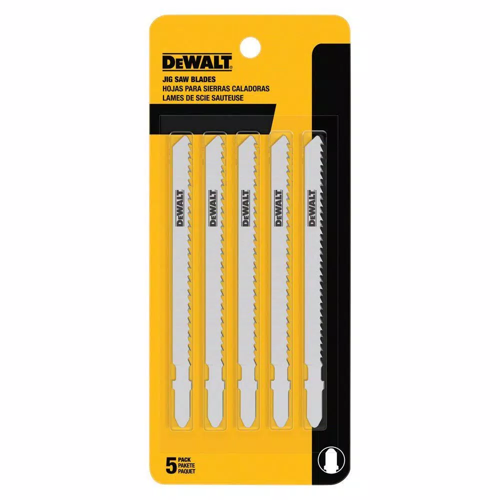 DEWALT 4 in. 6 TPI Fast Clean Wood Cutting Jig Saw Blade Bi-Metal T-Shank (5-Pack) and#8211; XDC Depot