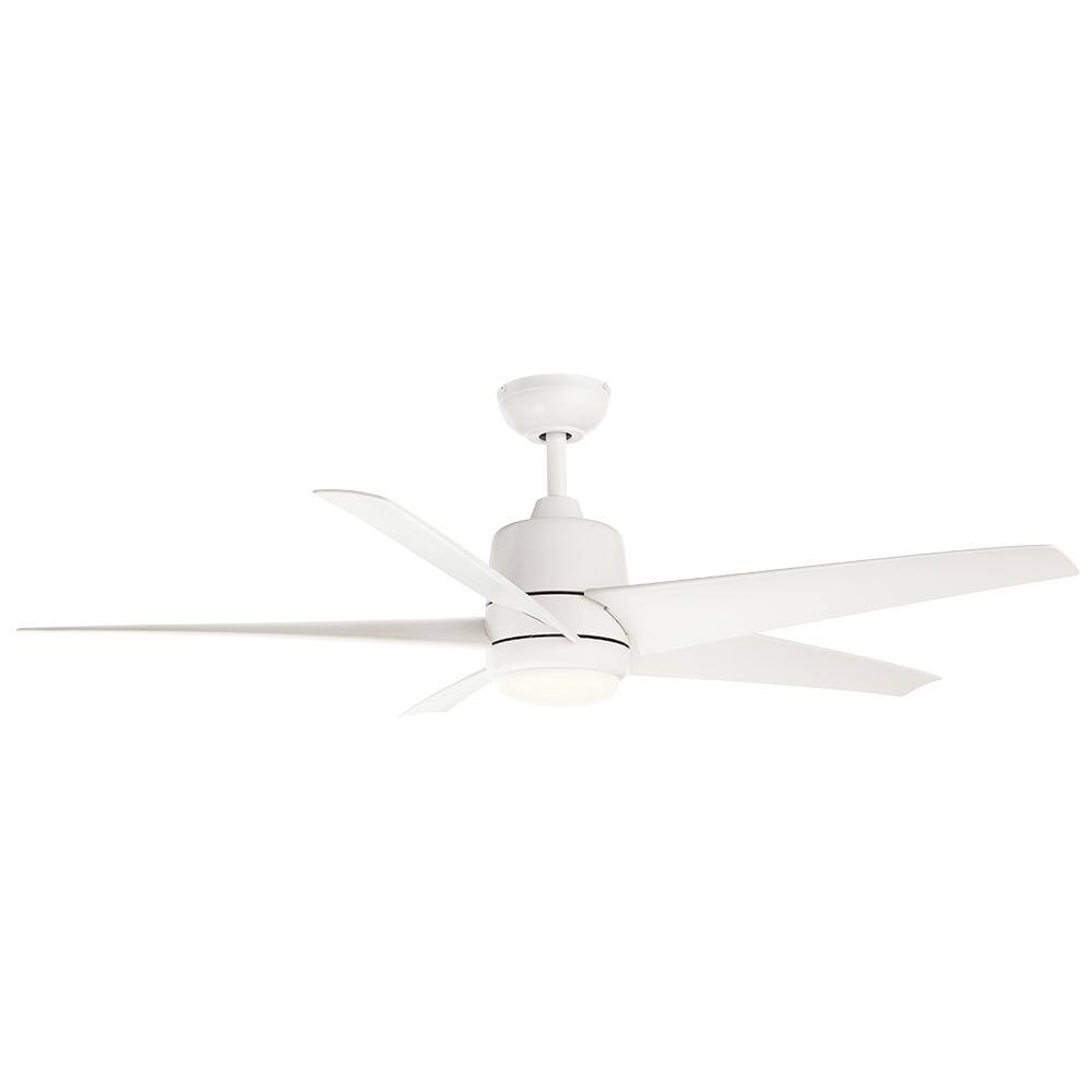 Hampton Bay Mena 54 in. White Color Changing Integrated LED IndoorOutdoor Matte White Ceiling Fan with Light Kit and Remote Control 99918