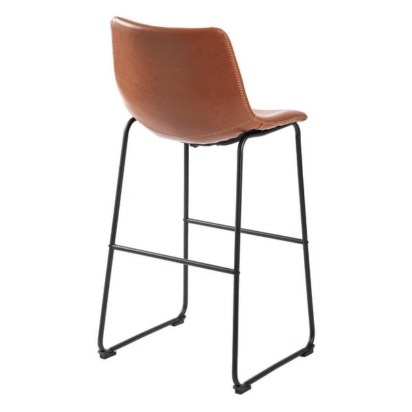 Wide Modern Faux Leather Counter Stool with Metal Legs(Set of 2)