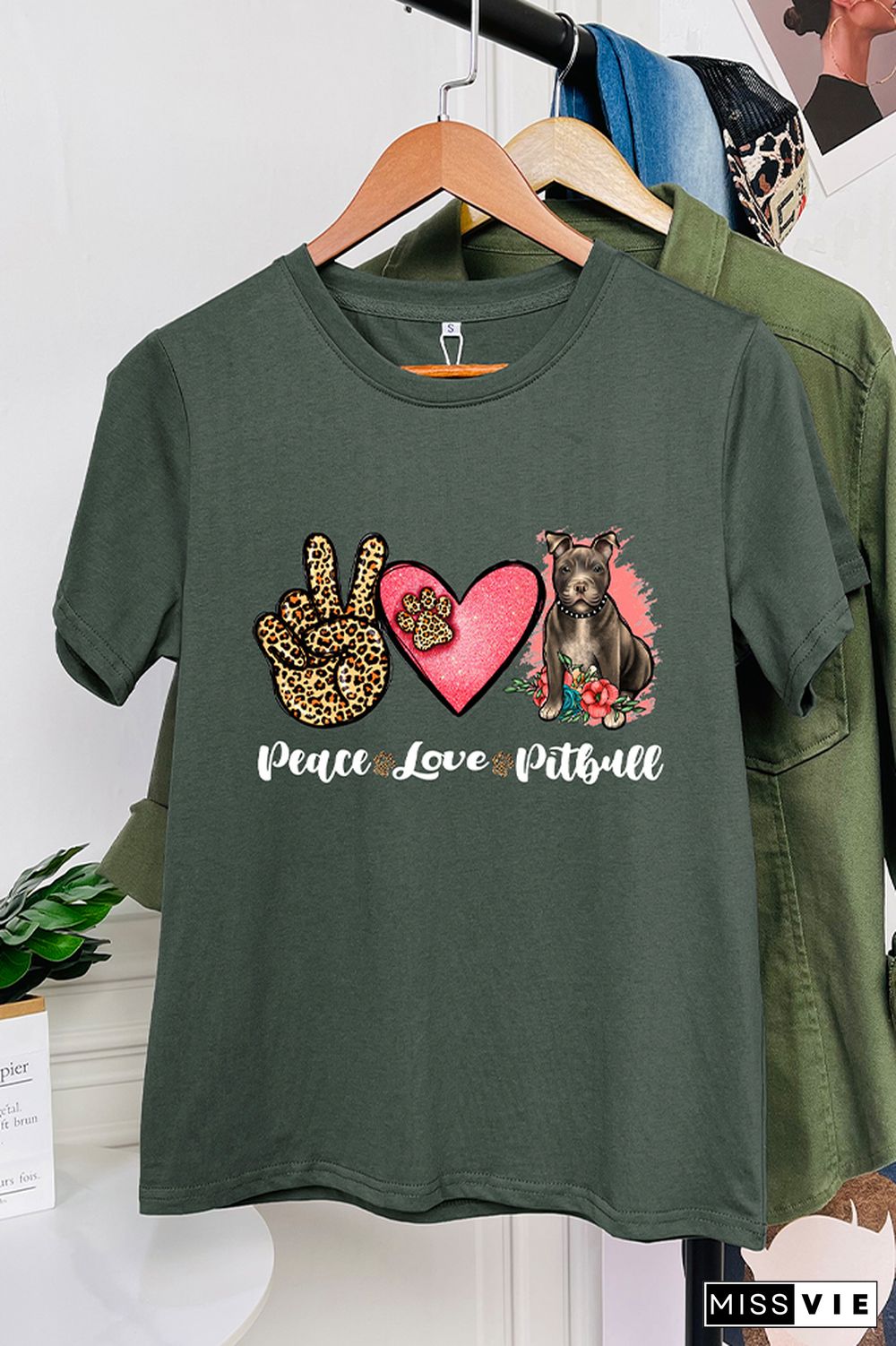 Peace Love Pitbull Short Sleeve Graphic Tee Wholesale