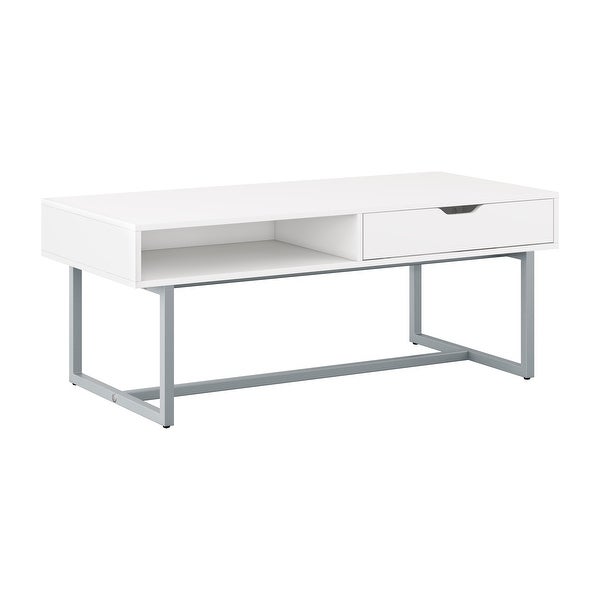 Auston Single Drawer Coffee Table with Silver Metal Legs