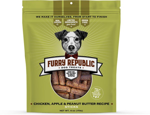 Furry Republic Sticks Chicken， Apple and Peanut Butter Recipe Grain-Free Dog Treats