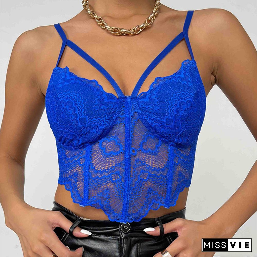 Women's Lace Wrapped Chest Sexy Halter Slim Tank Top