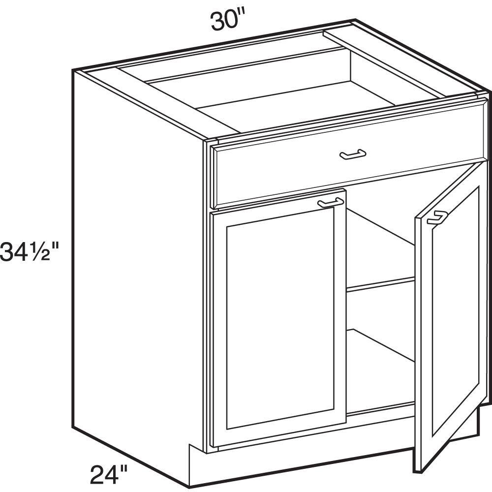 Home Decorators Collection Tremont Assembled 30 x 34.5 x 24 in. Plywood Shaker Base Kitchen Cabinet Soft Close DoorsDrawers in Painted Pearl Gray B30-TPG